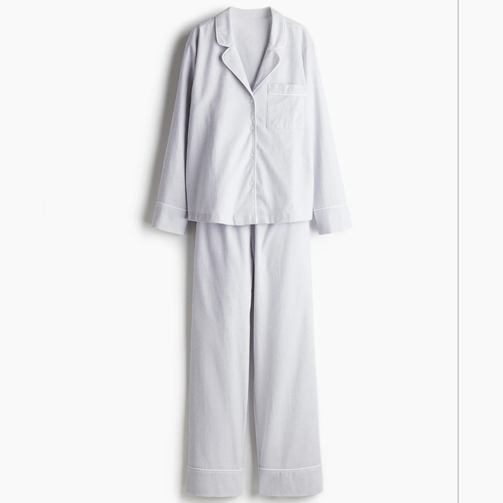 H&M Light Grey Cotton Pajamas Large